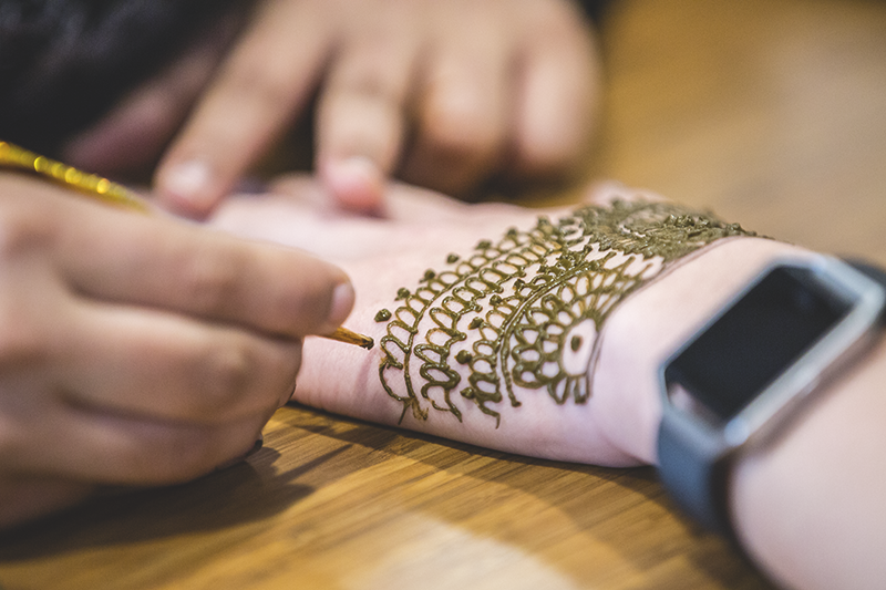Henna tattoo design on left hand