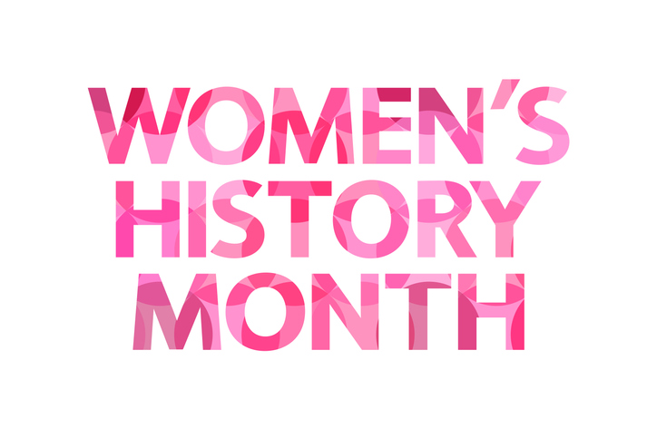 Women's History Month in pink text